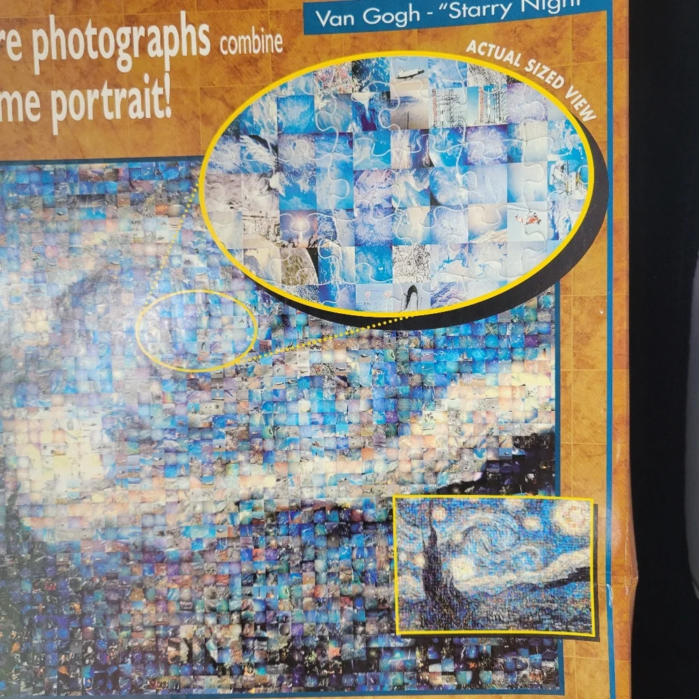 NOB Robert Silvers Photomosaics 1000 PC Puzzle - Van Gogh "Starry Night" - NIB - Picture 3 of 9